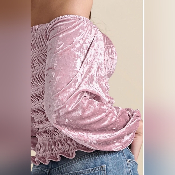 NWT VENUS Pink Off The Shoulder Velvet Top - Picture 5 of 9